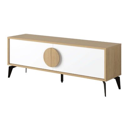 Έπιπλο τηλεόρασης Gora Megapap χρώμα sapphire oak - λευκό 140x35,6x51εκ. - Hippiehome.gr