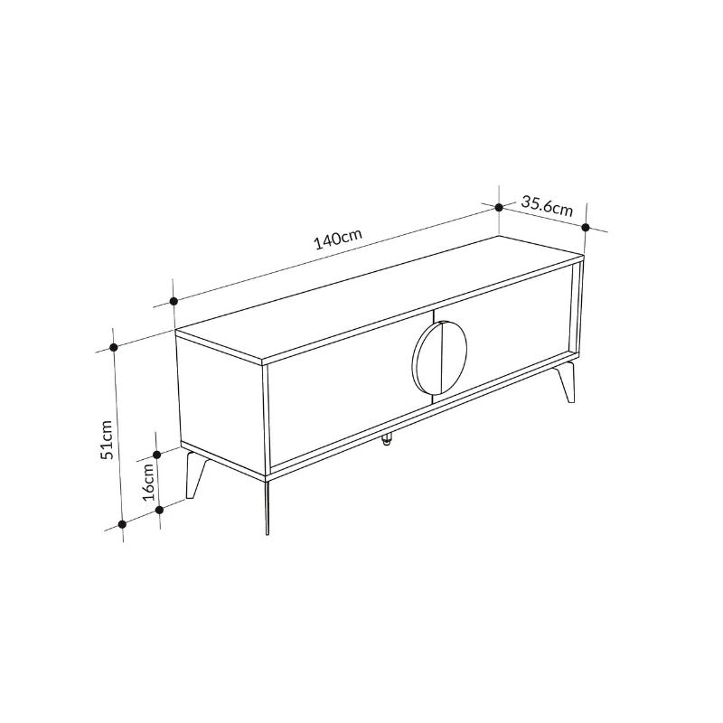 Έπιπλο τηλεόρασης Gora Megapap χρώμα sapphire oak - λευκό 140x35,6x51εκ. - Hippiehome.gr