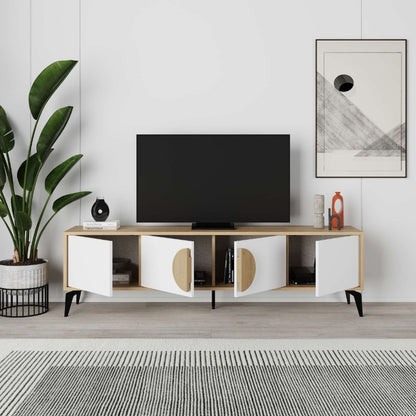Έπιπλο τηλεόρασης Gora Megapap χρώμα sapphire oak - λευκό 180x35,6x51εκ. - Hippiehome.gr