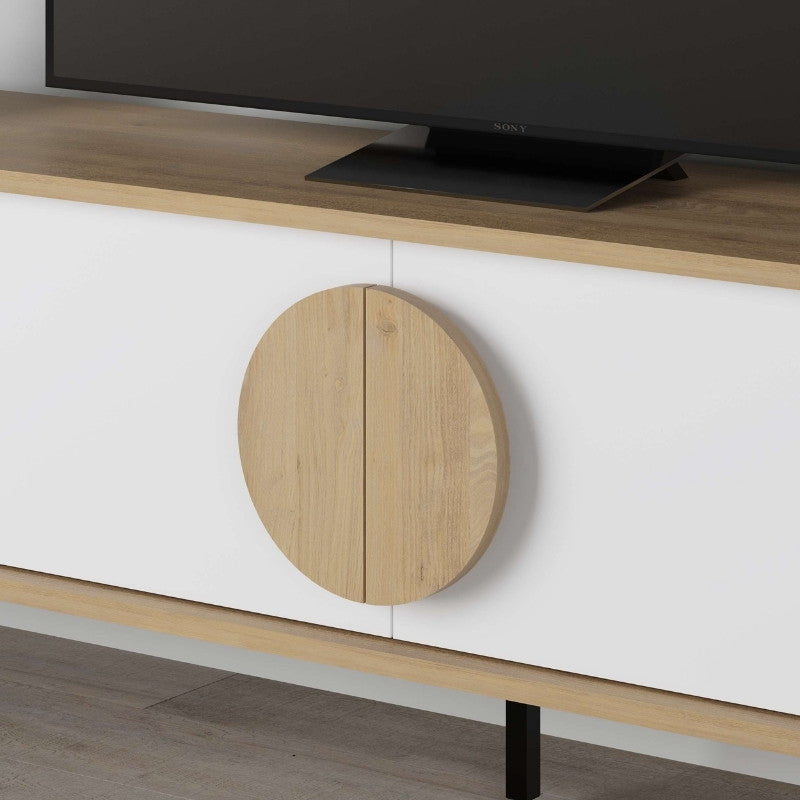 Έπιπλο τηλεόρασης Gora Megapap χρώμα sapphire oak - λευκό 180x35,6x51εκ. - Hippiehome.gr