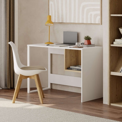 Γραφείο εργασίας Cubo Megapap χρώμα λευκό - sapphire oak 110x50x75εκ. - Hippiehome.gr