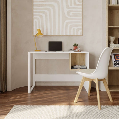 Γραφείο εργασίας Cubo Megapap χρώμα λευκό - sapphire oak 110x50x75εκ. - Hippiehome.gr