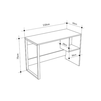 Γραφείο εργασίας Cubo Megapap χρώμα λευκό - sapphire oak 110x50x75εκ. - Hippiehome.gr