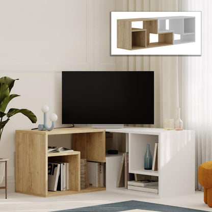 Έπιπλο τηλεόρασης Glis Megapap πολυμορφικό χρώμα sapphire oak - λευκό 145x35x44,8εκ. - Hippiehome.gr