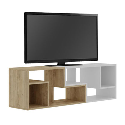 Έπιπλο τηλεόρασης Glis Megapap πολυμορφικό χρώμα sapphire oak - λευκό 145x35x44,8εκ. - Hippiehome.gr