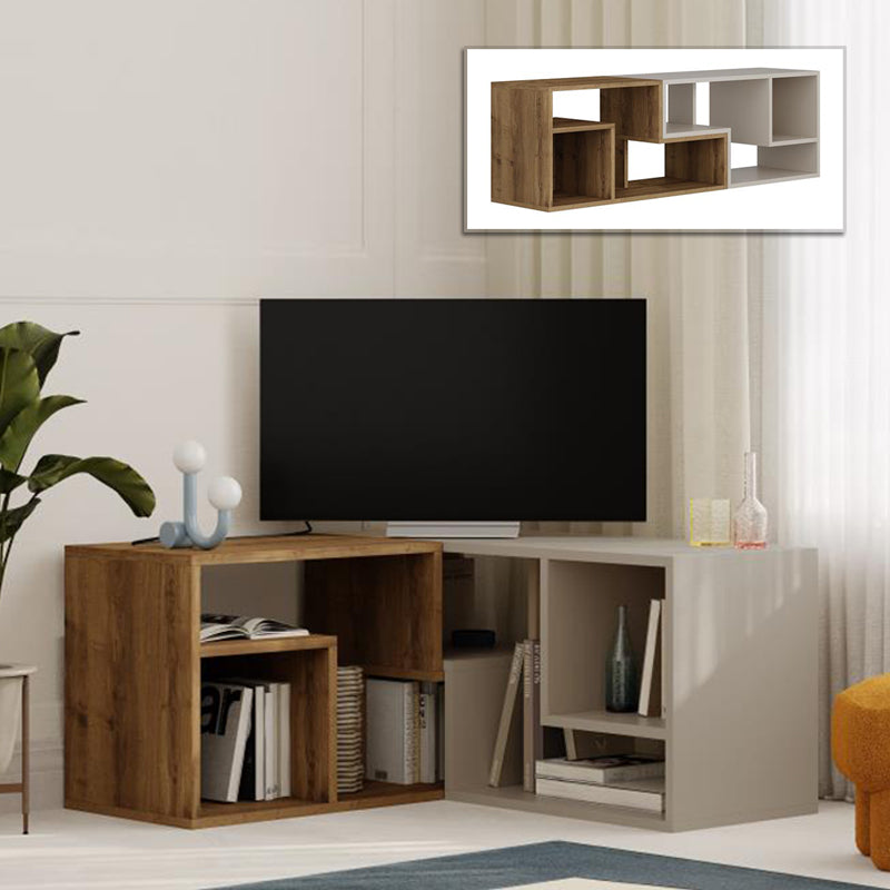 Έπιπλο τηλεόρασης Glis Megapap πολυμορφικό χρώμα ανοιχτό καρυδί - sandstone 145x35x44,8εκ. - Hippiehome.gr