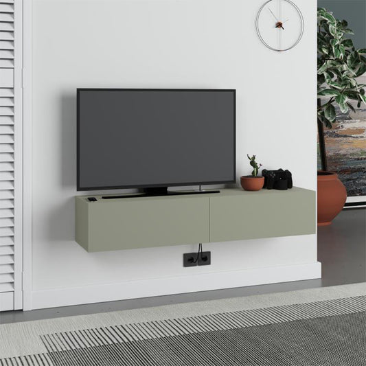 Έπιπλο τηλεόρασης επιτοίχιο Francy Megapap χρώμα ash green 135x31,7x25εκ. - Hippiehome.gr