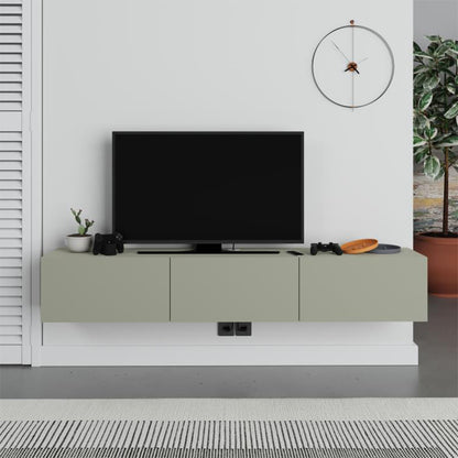 Έπιπλο τηλεόρασης επιτοίχιο Francy Megapap χρώμα ash green 180x30x30εκ. - Hippiehome.gr