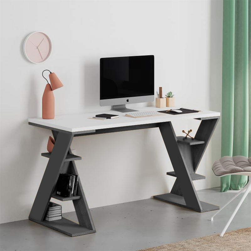 Γραφείο εργασίας Papillon Megapap χρώμα ανθρακί - λευκό 137x60x75εκ - Hippiehome.gr