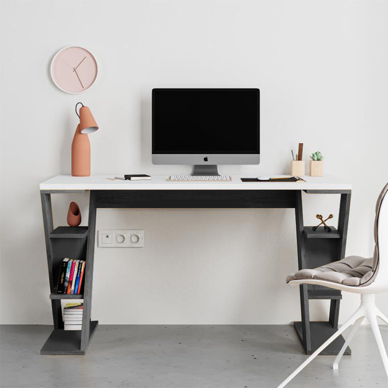 Γραφείο εργασίας Papillon Megapap χρώμα ανθρακί - λευκό 137x60x75εκ - Hippiehome.gr