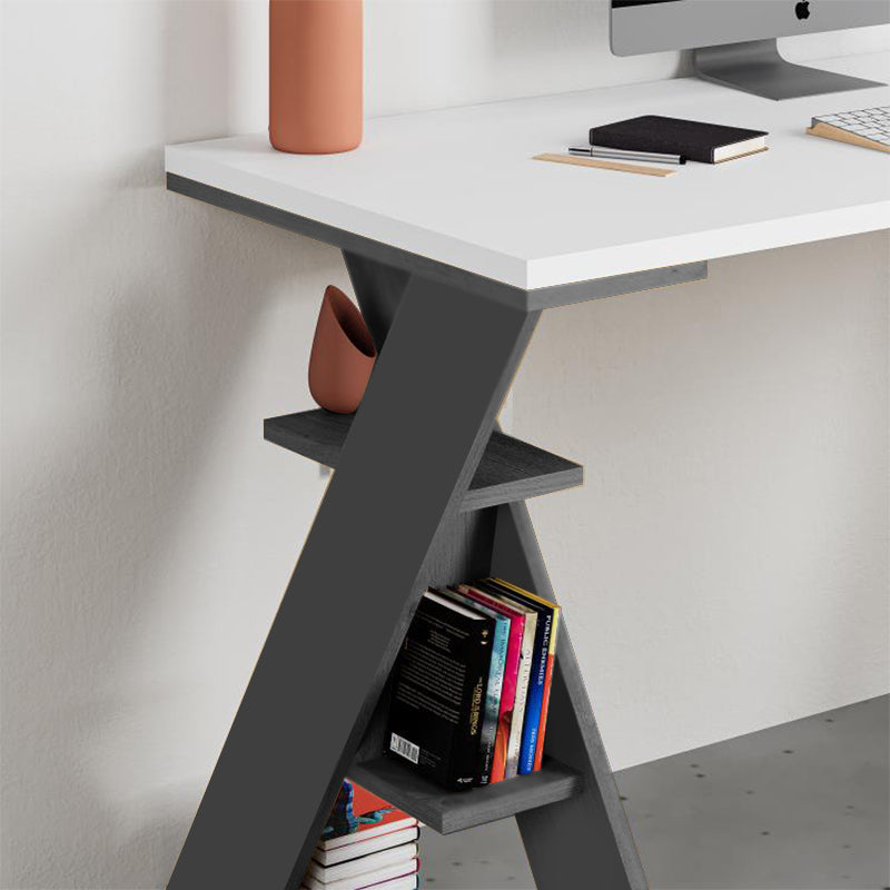 Γραφείο εργασίας Papillon Megapap χρώμα ανθρακί - λευκό 137x60x75εκ - Hippiehome.gr