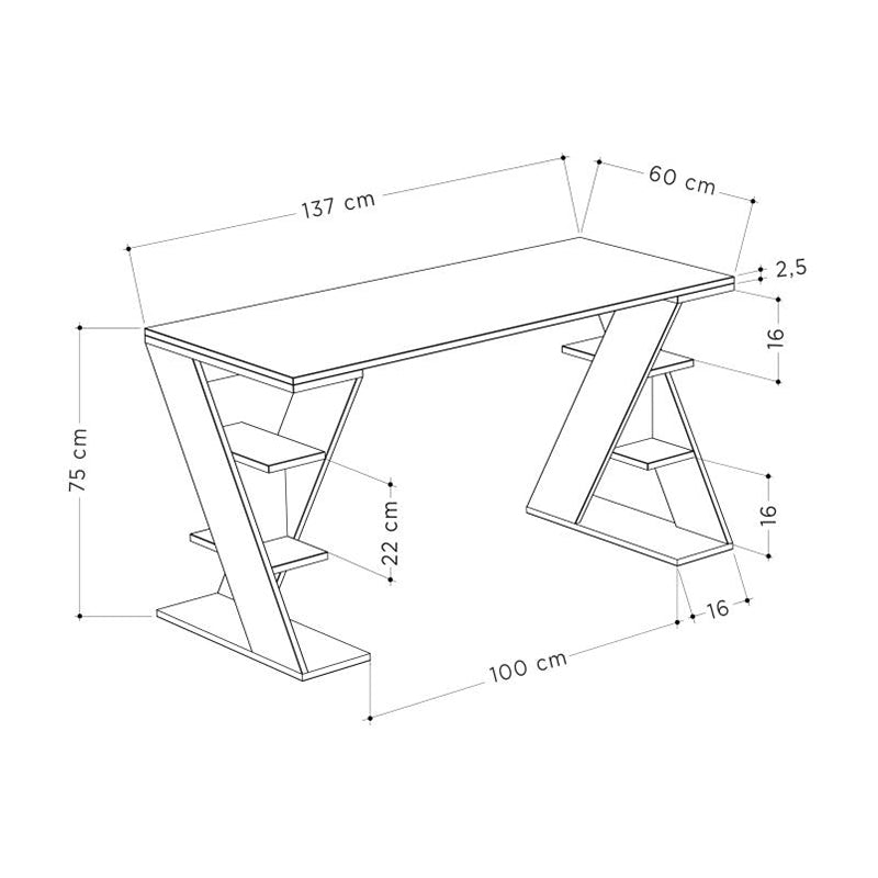 Γραφείο εργασίας Papillon Megapap χρώμα ανθρακί - λευκό 137x60x75εκ - Hippiehome.gr