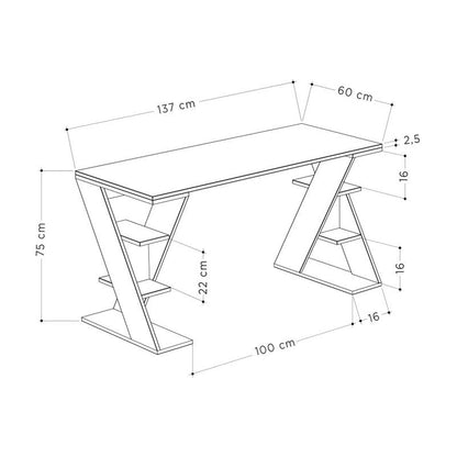 Γραφείο εργασίας Papillon Megapap χρώμα ανθρακί - λευκό 137x60x75εκ - Hippiehome.gr