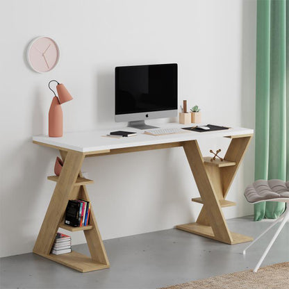 Γραφείο εργασίας Papillon Megapap χρώμα sapphire oak - λευκό 137x60x75εκ - Hippiehome.gr