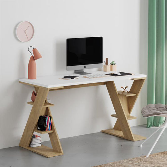 Γραφείο εργασίας Papillon Megapap χρώμα sapphire oak - λευκό 137x60x75εκ - Hippiehome.gr