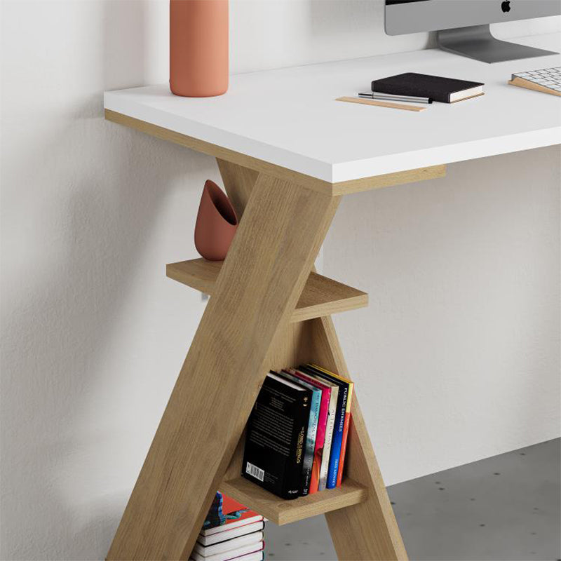 Γραφείο εργασίας Papillon Megapap χρώμα sapphire oak - λευκό 137x60x75εκ - Hippiehome.gr