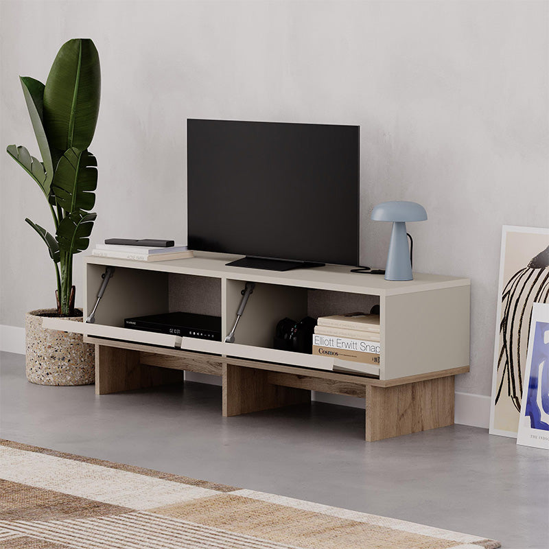 Έπιπλο τηλεόρασης Yuki Megapap χρώμα sandstone - sepet oak 118x35x40,6εκ. - Hippiehome.gr