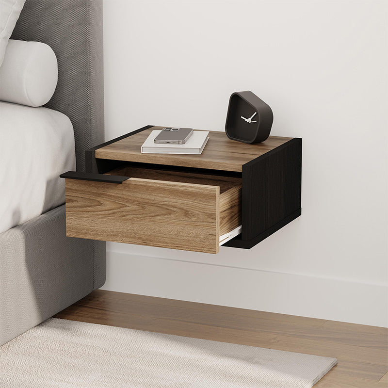 Κομοδίνο επιτοίχιο Eco Megapap χρώμα black wood - καρυδί 40x33x18,5εκ. - Hippiehome.gr