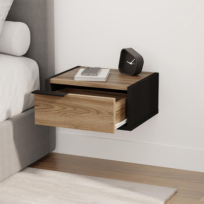 Κομοδίνο επιτοίχιο Eco Megapap χρώμα black wood - καρυδί 40x33x18,5εκ. - Hippiehome.gr