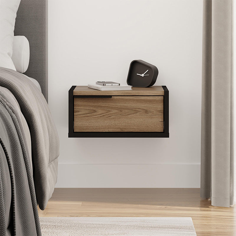 Κομοδίνο επιτοίχιο Eco Megapap χρώμα black wood - καρυδί 40x33x18,5εκ. - Hippiehome.gr