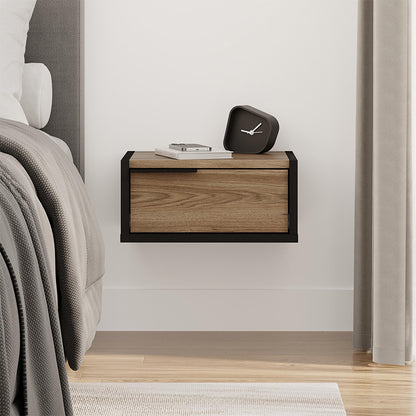 Κομοδίνο επιτοίχιο Eco Megapap χρώμα black wood - καρυδί 40x33x18,5εκ. - Hippiehome.gr