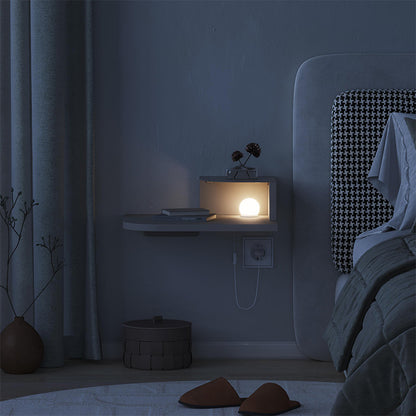 Κομοδίνο επιτοίχιο Luno Megapap με LED χρώμα sandstone 40x30x16,2εκ. - Hippiehome.gr