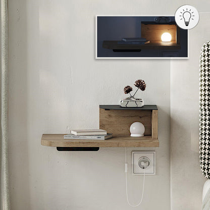 Κομοδίνο επιτοίχιο Luno Megapap με LED χρώμα sepet oak 40x30x16,2εκ. - Hippiehome.gr