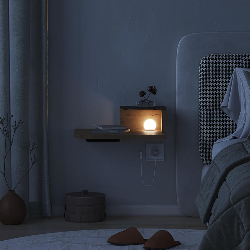 Κομοδίνο επιτοίχιο Luno Megapap με LED χρώμα sepet oak 40x30x16,2εκ. - Hippiehome.gr