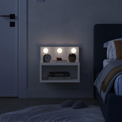 Κομοδίνο επιτοίχιο Treo Megapap με LED χρώμα λευκό 40x30x33,8εκ. - Hippiehome.gr