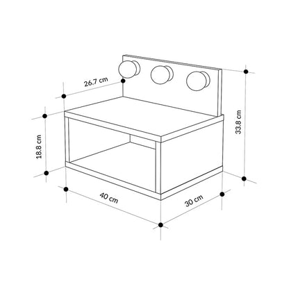 Κομοδίνο επιτοίχιο Treo Megapap με LED χρώμα λευκό 40x30x33,8εκ. - Hippiehome.gr