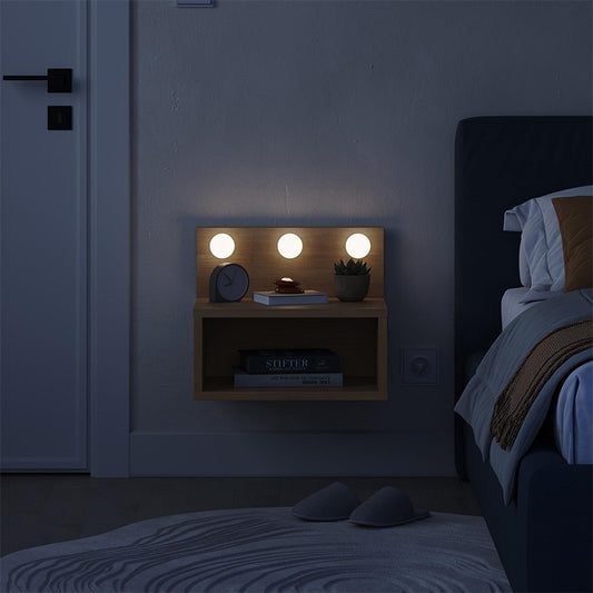 Κομοδίνο επιτοίχιο Treo Megapap με LED χρώμα sapphire oak 40x30x33,8εκ. - Hippiehome.gr