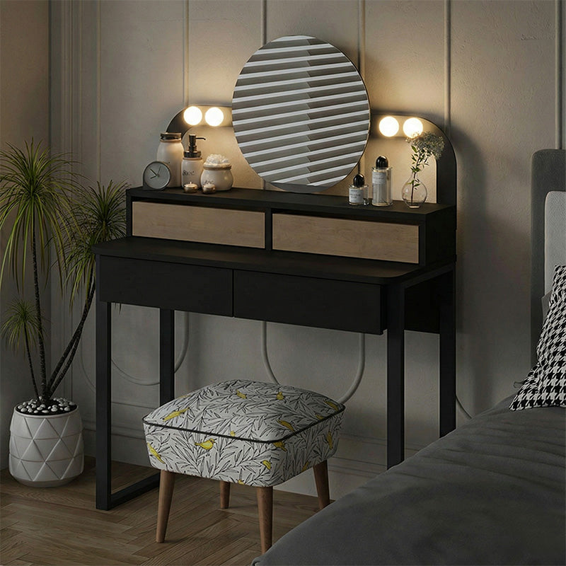 Τουαλέτα με καθρέπτη Lora Megapap με LED χρώμα μαύρο - sapphire oak 96x40x133,4εκ. - Hippiehome.gr
