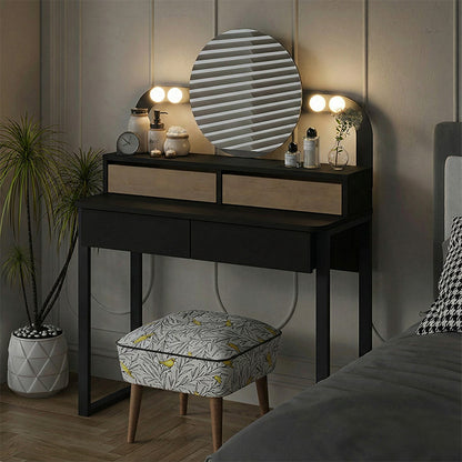 Τουαλέτα με καθρέπτη Lora Megapap με LED χρώμα μαύρο - sapphire oak 96x40x133,4εκ. - Hippiehome.gr