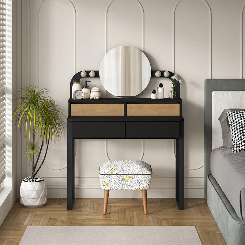 Τουαλέτα με καθρέπτη Lora Megapap με LED χρώμα μαύρο - sapphire oak 96x40x133,4εκ. - Hippiehome.gr