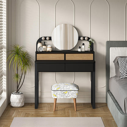 Τουαλέτα με καθρέπτη Lora Megapap με LED χρώμα μαύρο - sapphire oak 96x40x133,4εκ. - Hippiehome.gr