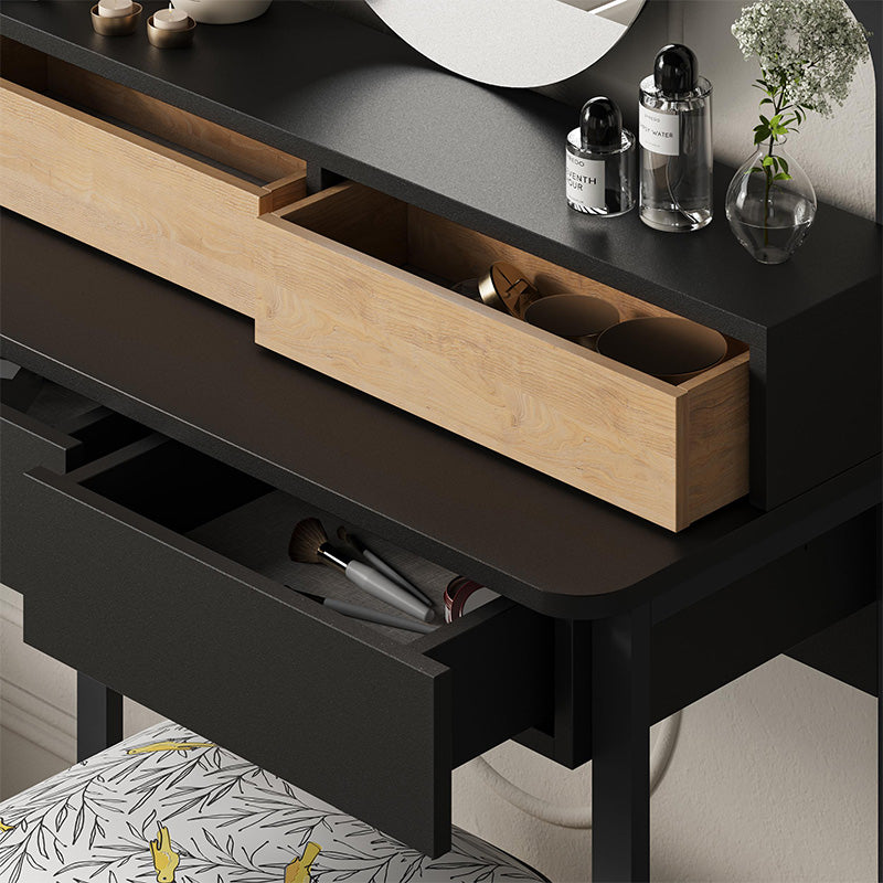 Τουαλέτα με καθρέπτη Lora Megapap με LED χρώμα μαύρο - sapphire oak 96x40x133,4εκ. - Hippiehome.gr