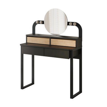 Τουαλέτα με καθρέπτη Lora Megapap με LED χρώμα μαύρο - sapphire oak 96x40x133,4εκ. - Hippiehome.gr