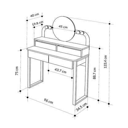 Τουαλέτα με καθρέπτη Lora Megapap με LED χρώμα μαύρο - sapphire oak 96x40x133,4εκ. - Hippiehome.gr