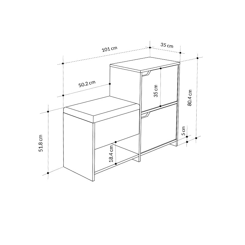 Παπουτσοθήκη Haven Megapap χρώμα sapphire oak - ανθρακί 101x35x80,4εκ. - Hippiehome.gr