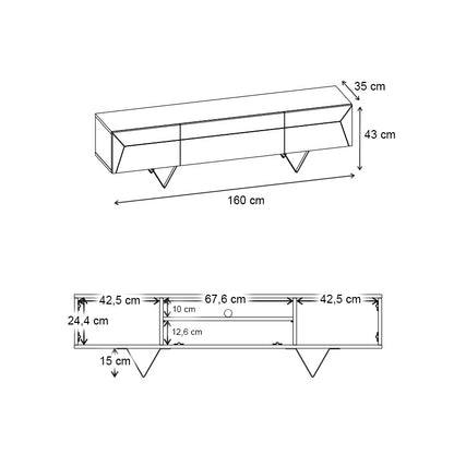 Έπιπλο τηλεόρασης Jacomen Megapap χρώμα sapphire oak 160x35x43εκ. - Hippiehome.gr