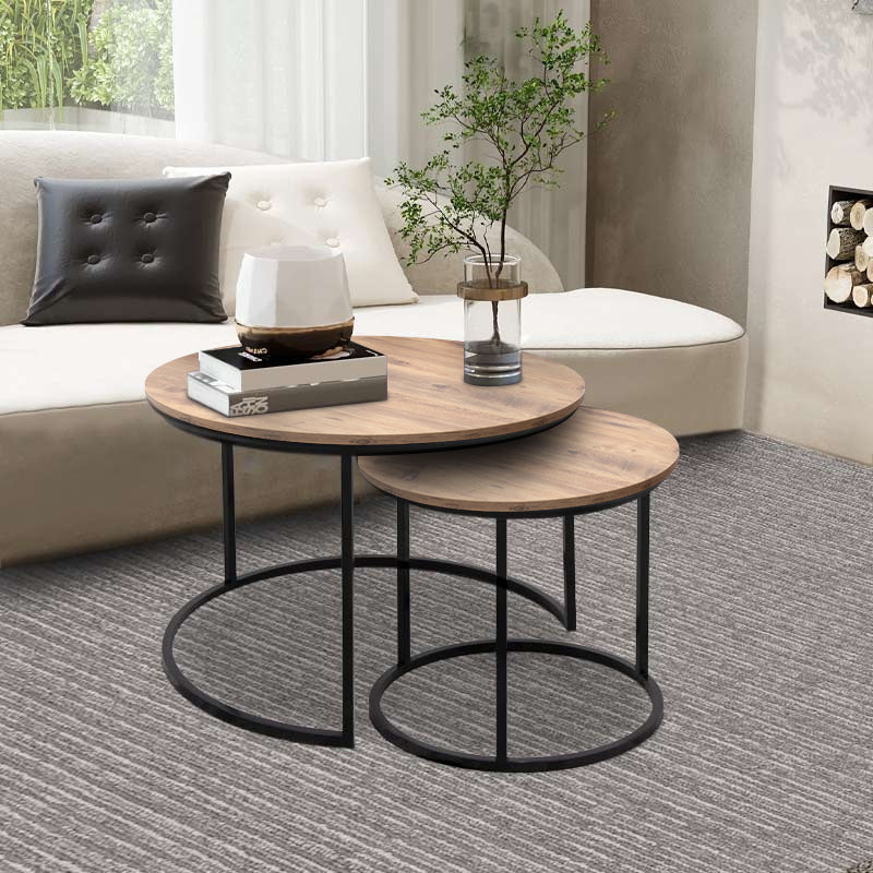 Τραπεζάκια σαλονιού Gary Megapap Mdf - μεταλλικό χρώμα ακακίας 65x65x44εκ. - Hippiehome.gr