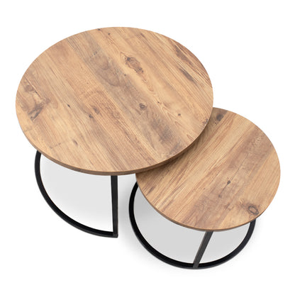 Τραπεζάκια σαλονιού Gary Megapap Mdf - μεταλλικό χρώμα ακακίας 65x65x44εκ. - Hippiehome.gr