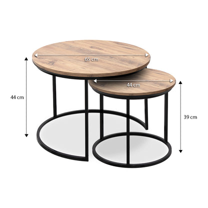 Τραπεζάκια σαλονιού Gary Megapap Mdf - μεταλλικό χρώμα ακακίας 65x65x44εκ. - Hippiehome.gr