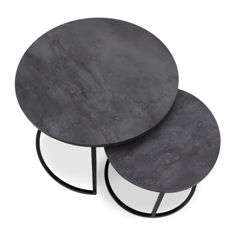 Τραπεζάκι σαλονιού σετ 2 τμχ Gary Megapap Mdf - μεταλλικό χρώμα σκούρο γκρι σκυροδέματος 65x65x44εκ. - Hippiehome.gr