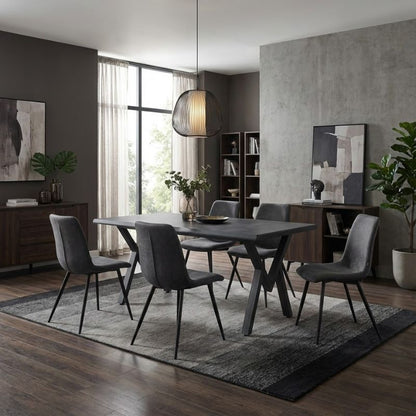 Τραπέζι Walter Megapap Mdf - μεταλλικό χρώμα σκούρο γκρι σκυροδέματος 160x80x75εκ. - Hippiehome.gr