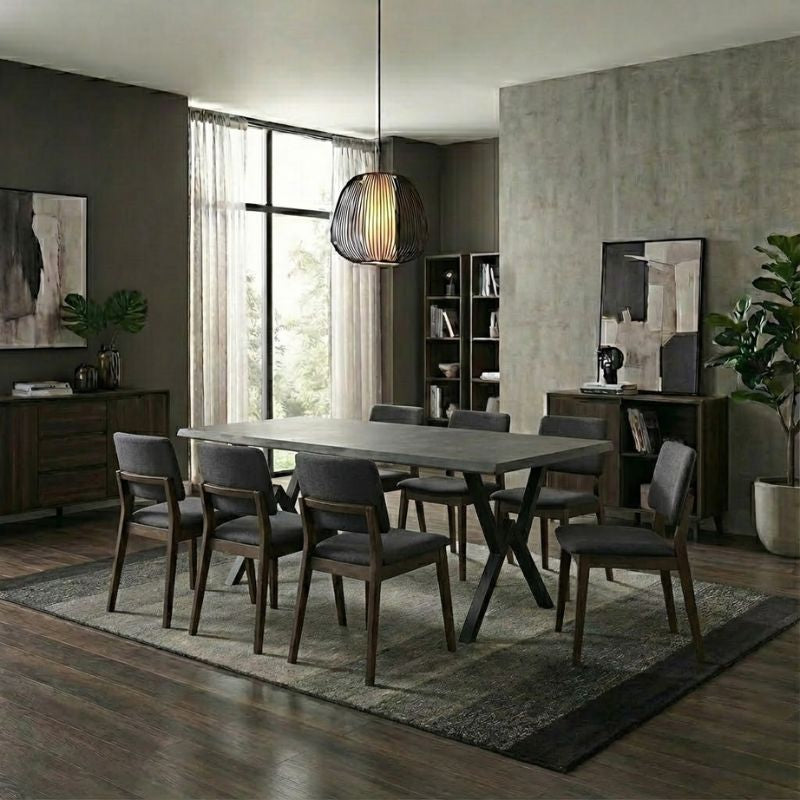 Τραπέζι Walter Megapap Mdf - μεταλλικό χρώμα σκούρο γκρι σκυροδέματος 200x100x75εκ. - Hippiehome.gr