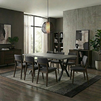 Τραπέζι Walter Megapap Mdf - μεταλλικό χρώμα σκούρο γκρι σκυροδέματος 200x100x75εκ. - Hippiehome.gr