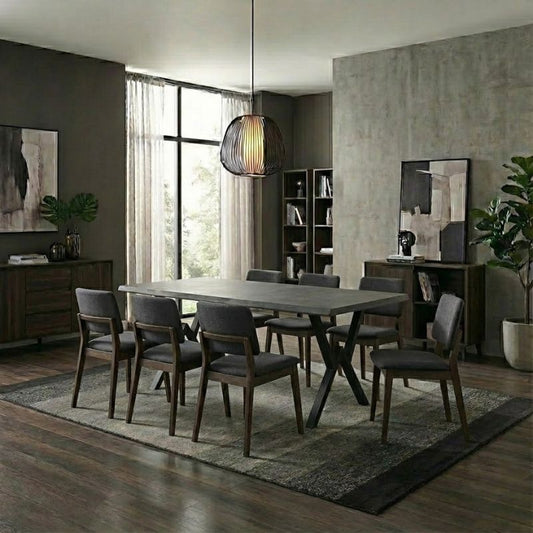 Τραπέζι Walter Megapap Mdf - μεταλλικό χρώμα σκούρο γκρι σκυροδέματος 200x100x75εκ. - Hippiehome.gr