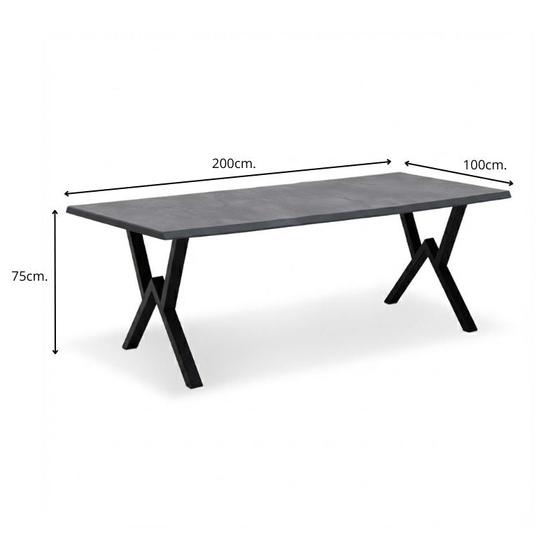 Τραπέζι Walter Megapap Mdf - μεταλλικό χρώμα σκούρο γκρι σκυροδέματος 200x100x75εκ. - Hippiehome.gr
