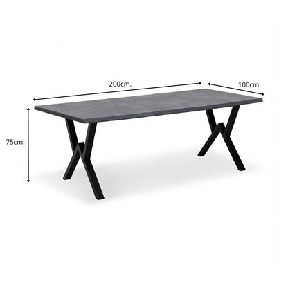 Τραπέζι Walter Megapap Mdf - μεταλλικό χρώμα σκούρο γκρι σκυροδέματος 200x100x75εκ. - Hippiehome.gr